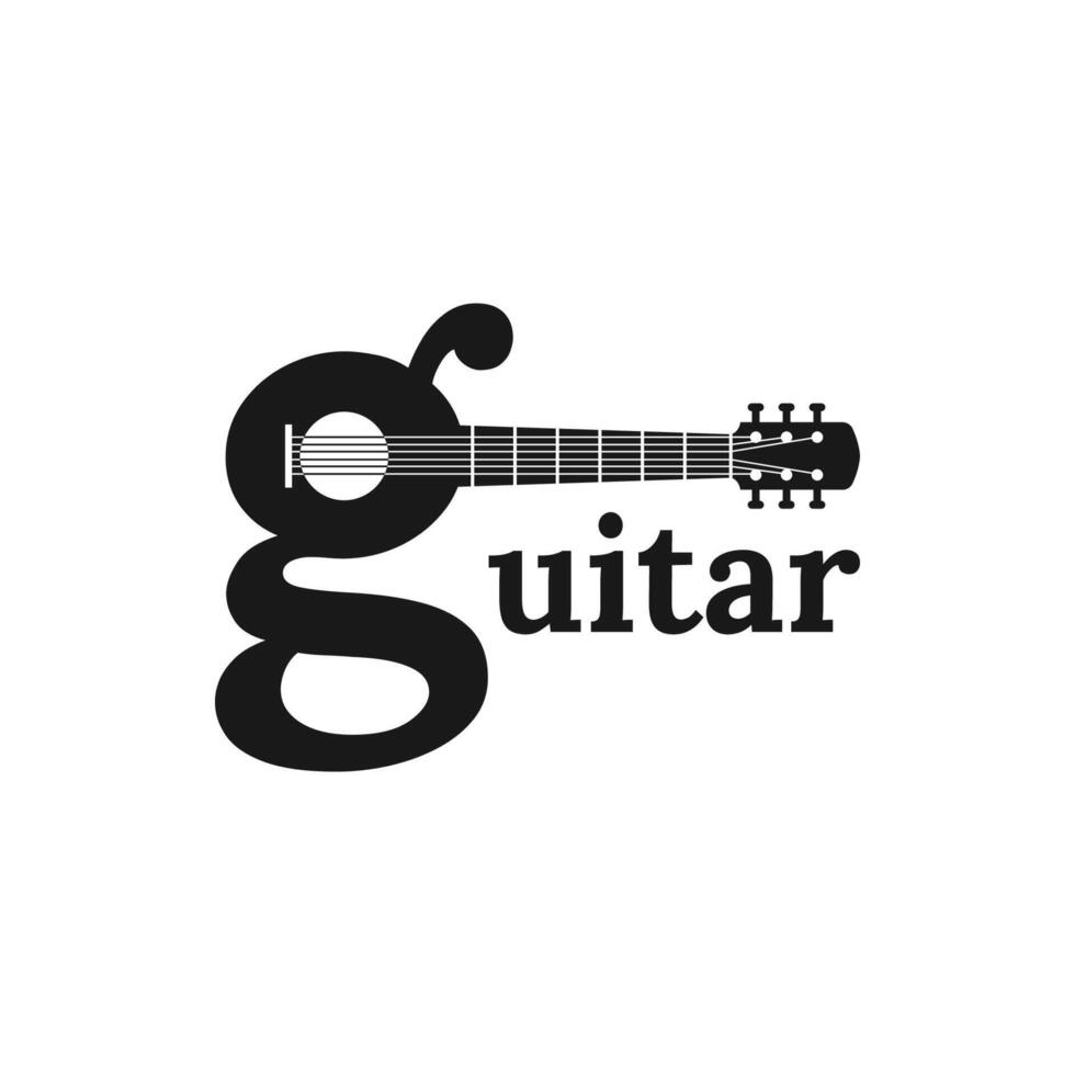 guitarra logo, con el transición a el letra sol vector