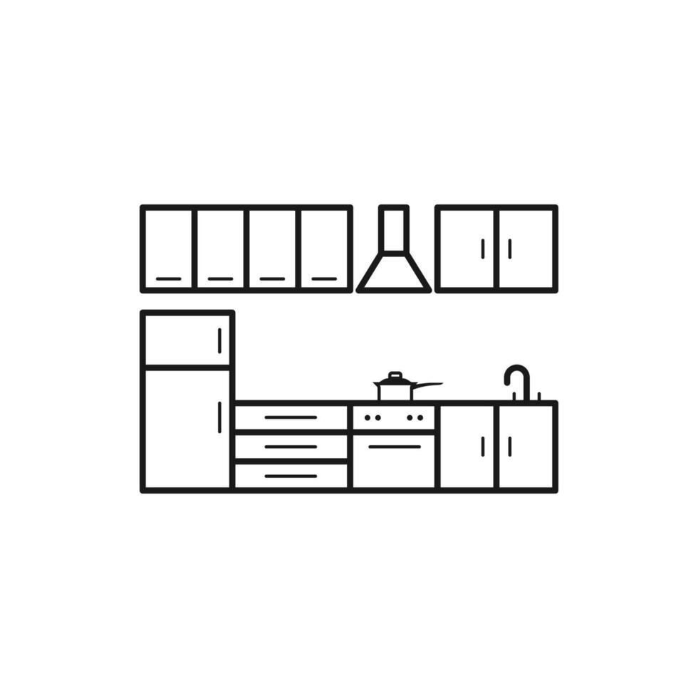 Kitchen furniture line art minimalist symbol icon, illustration design vector