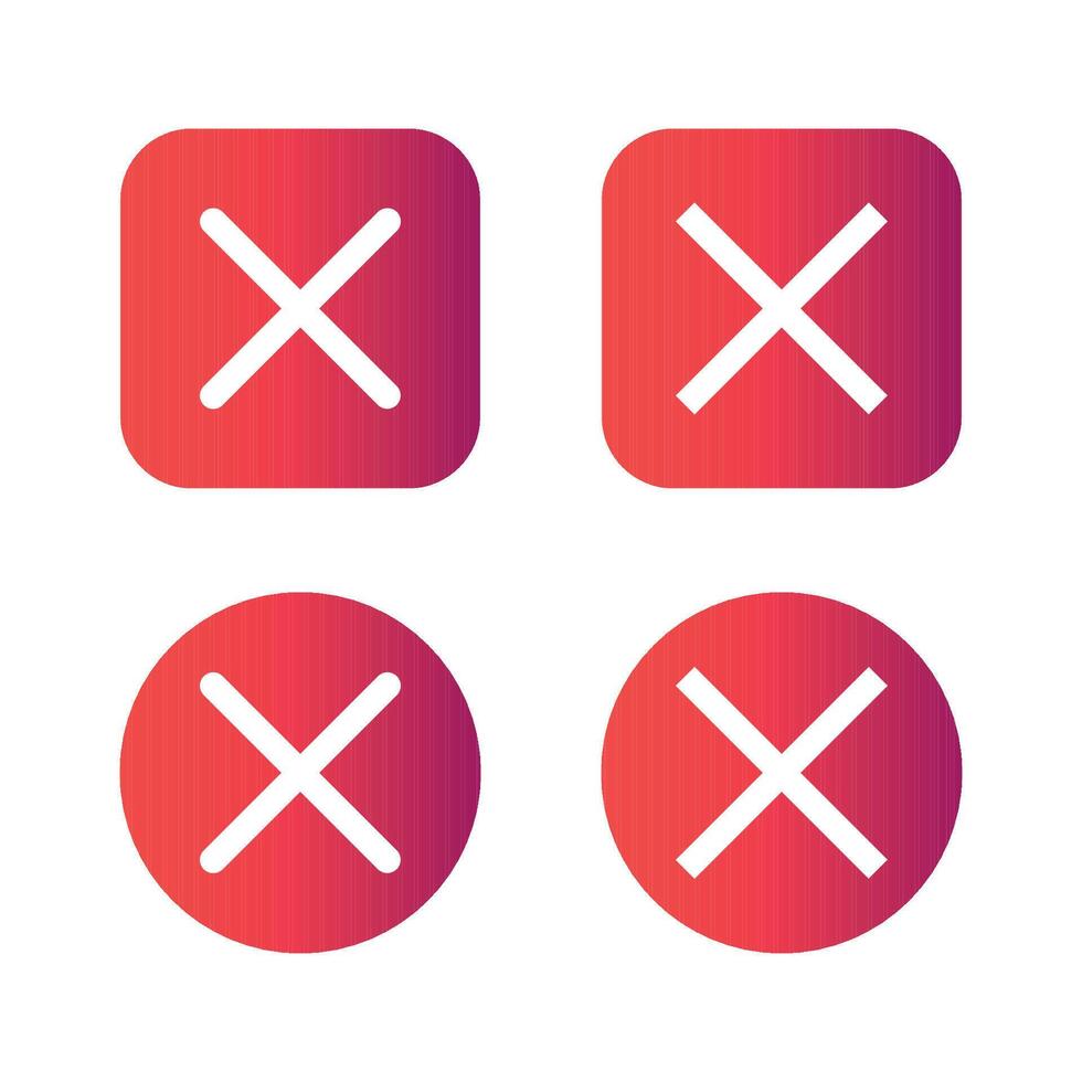 Cross Mark, Circle and Squares Icon. vector