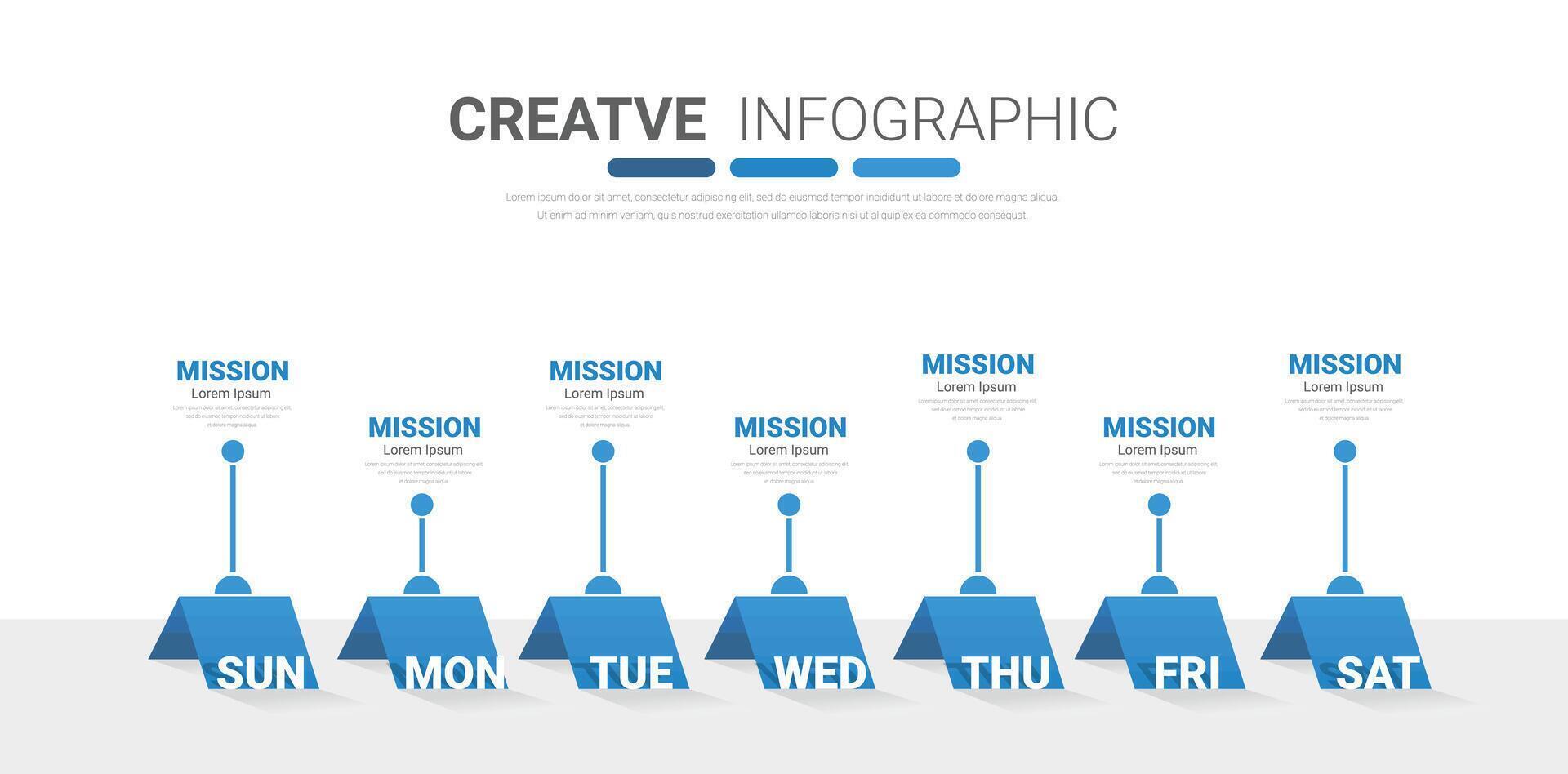Timeline business for 7 day, week, infographics design. vector