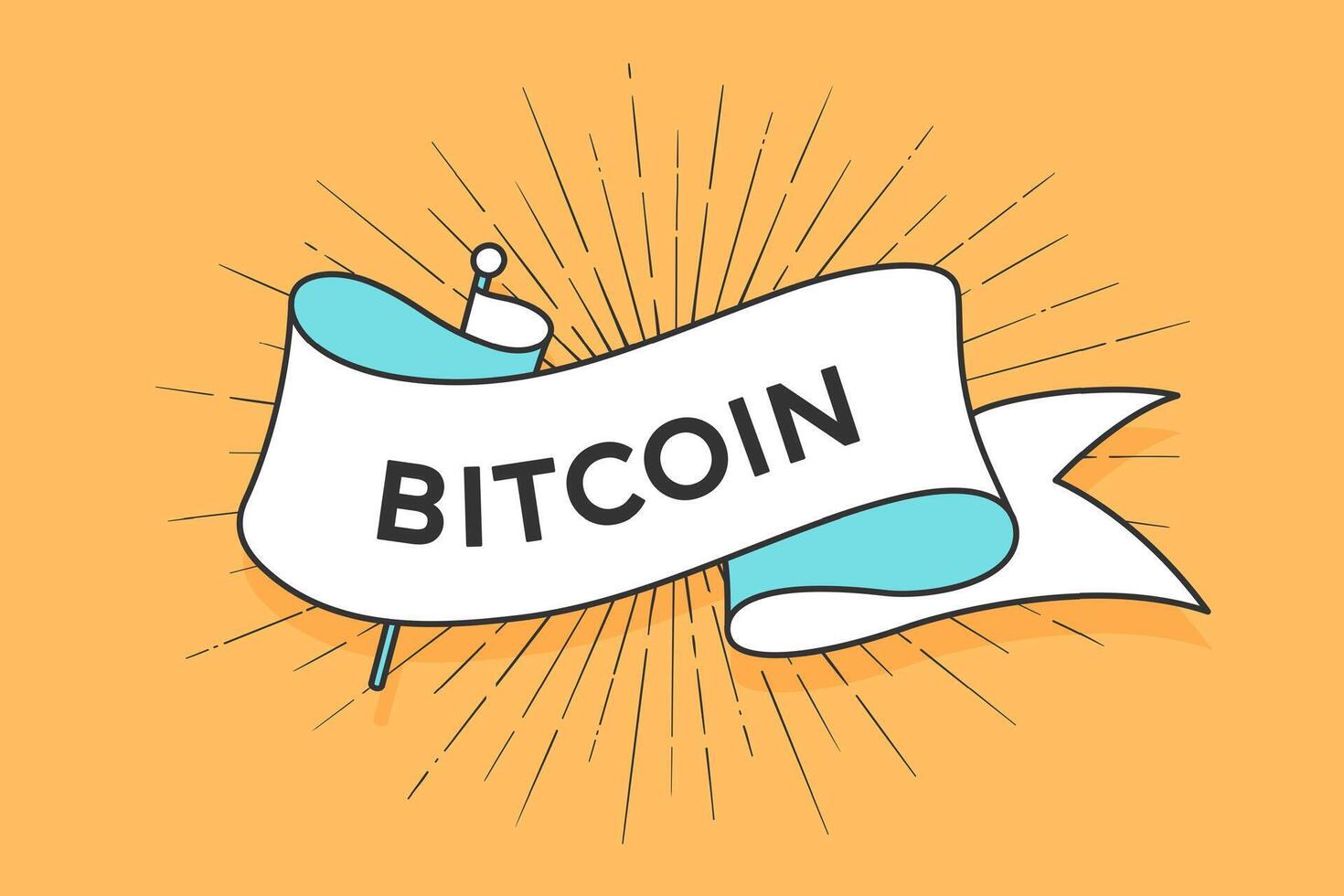 Poster with ribbon and word Bitcoin vector