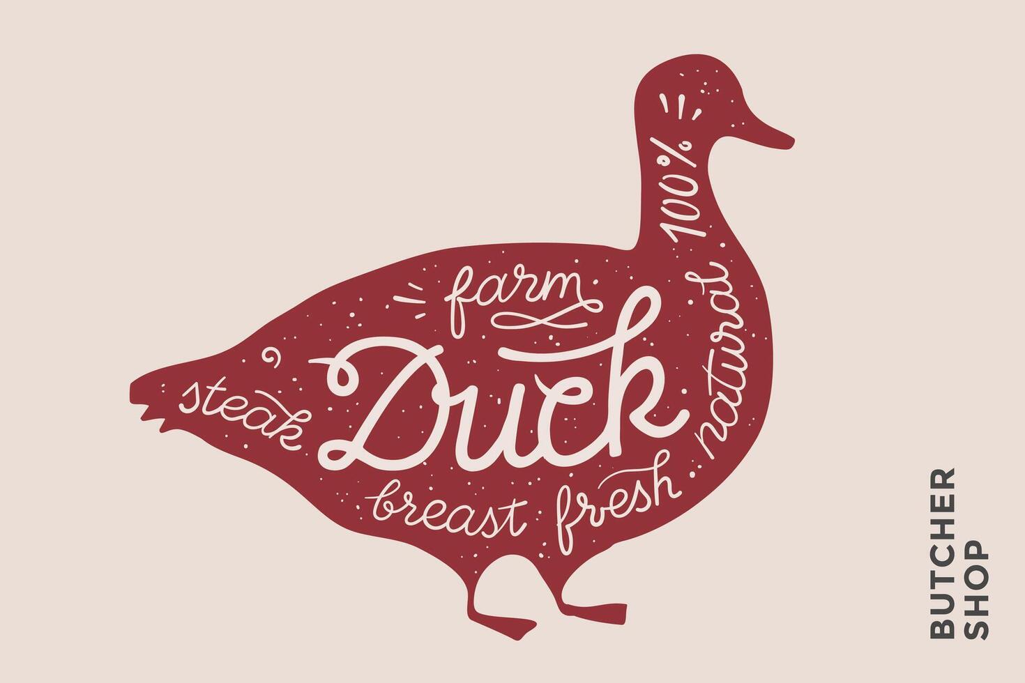 Trendy illustration with red duck silhouette vector