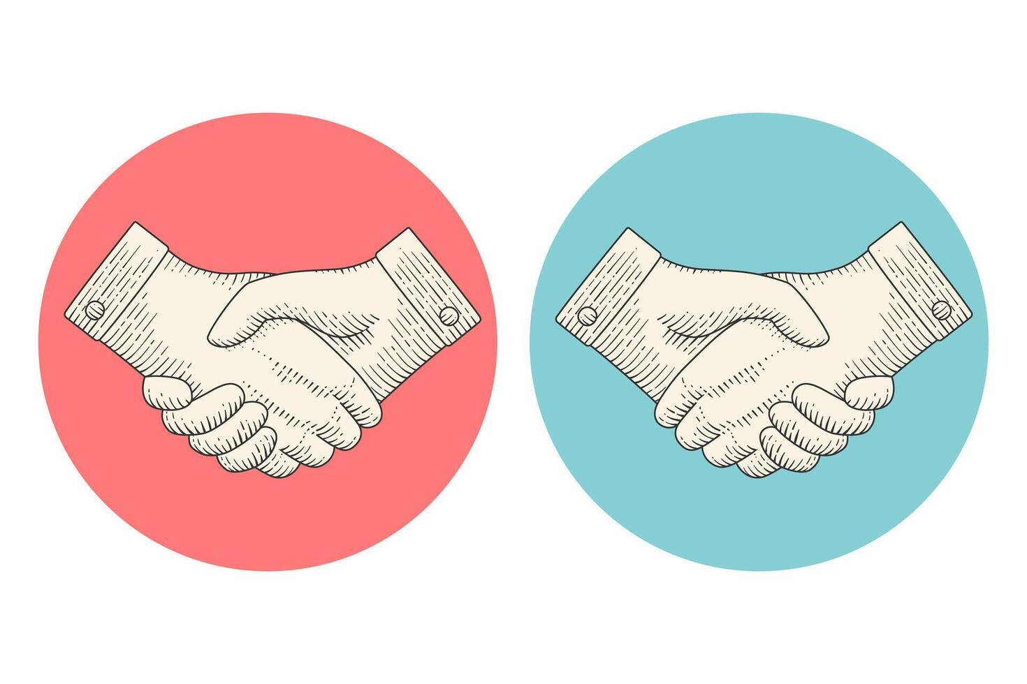 Vintage drawing of handshake in engraving style vector