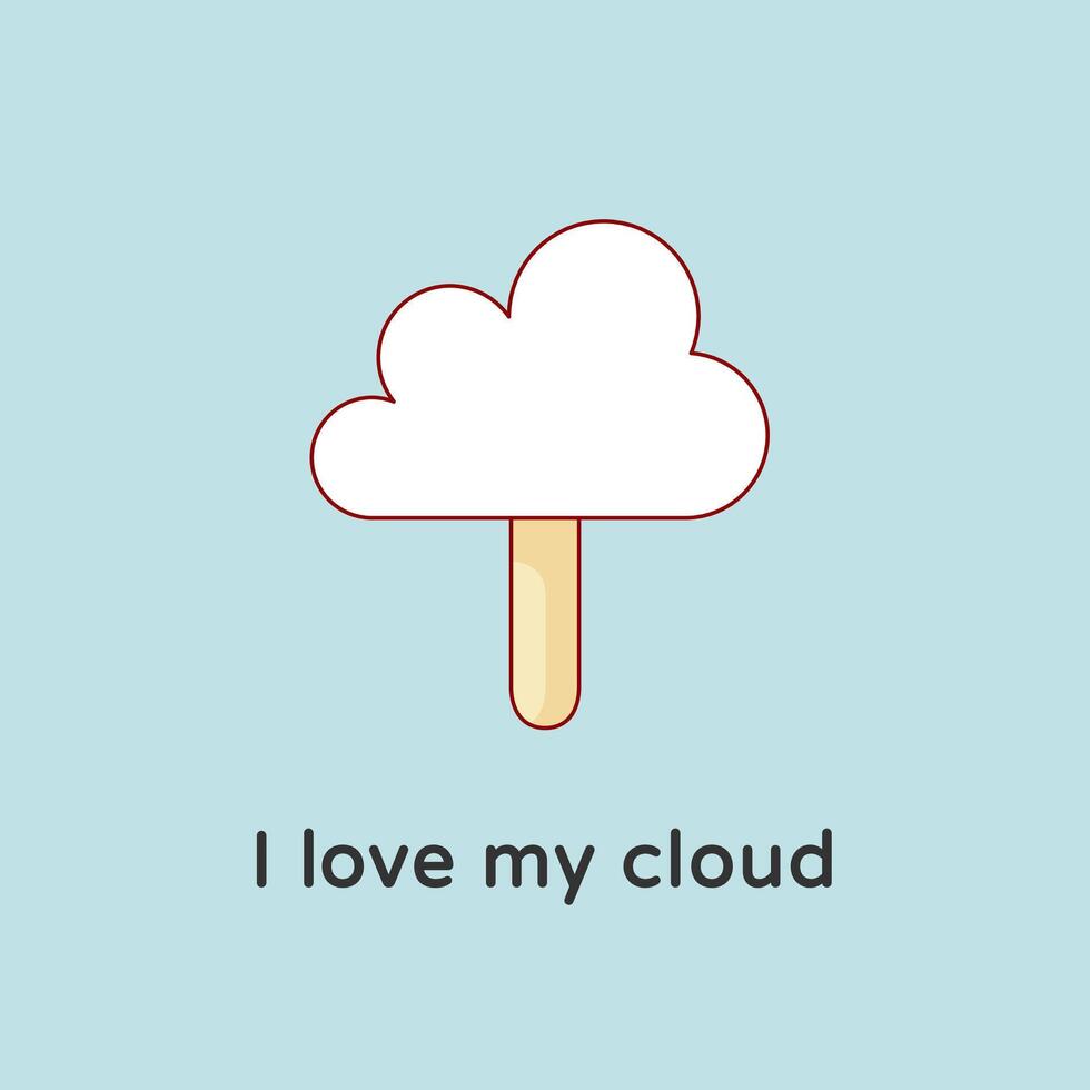 Icon of Cloud files with ice cream and candy-floss. Creative concept graphic design vector