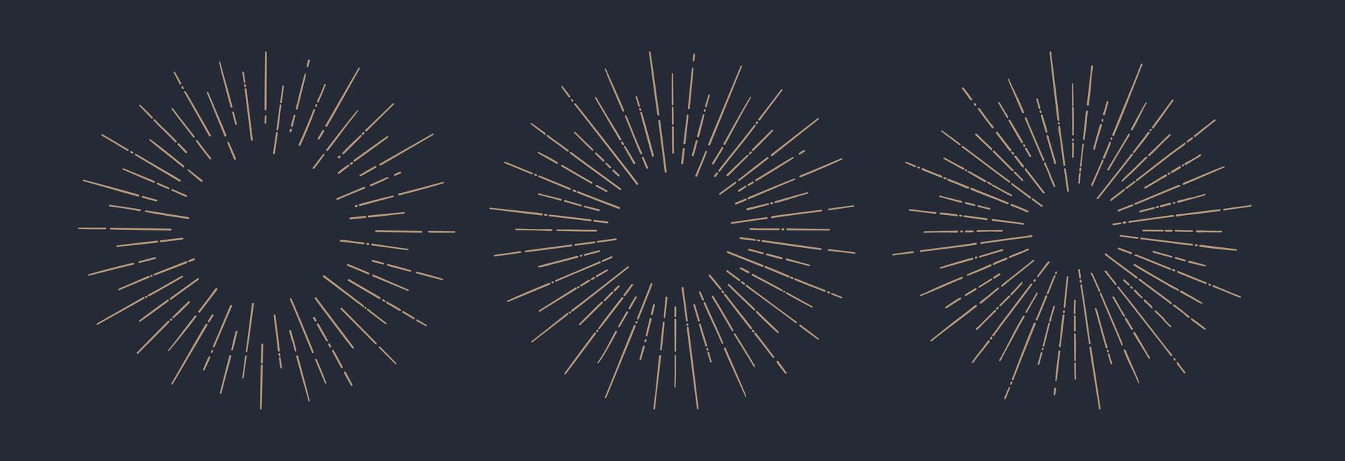 Set of sunburst, vintage graphic elements vector