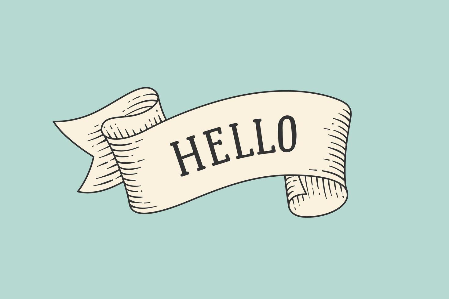 Greeting card with ribbon and word Hello vector