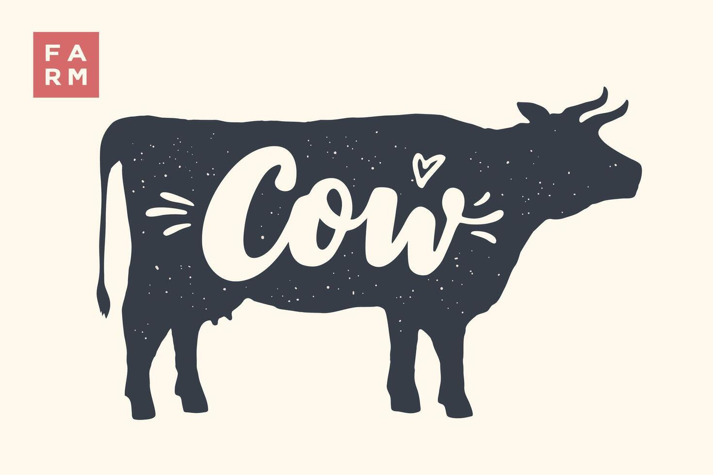 Isolated cow silhouette with lettering vector