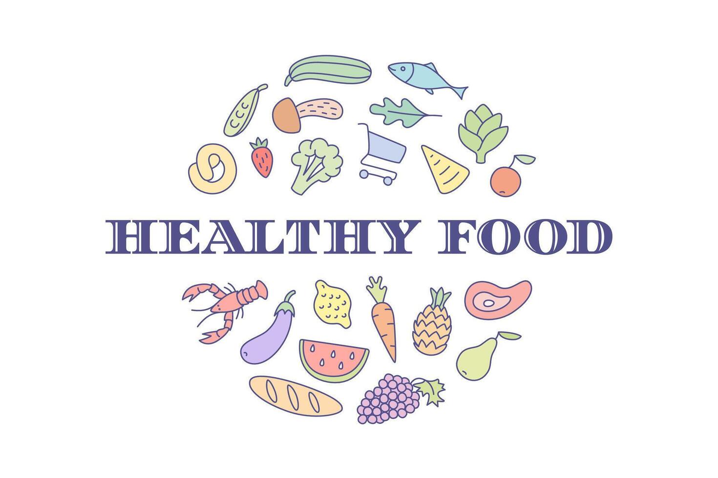 Brand of project for market with inscription Healthy Food vector