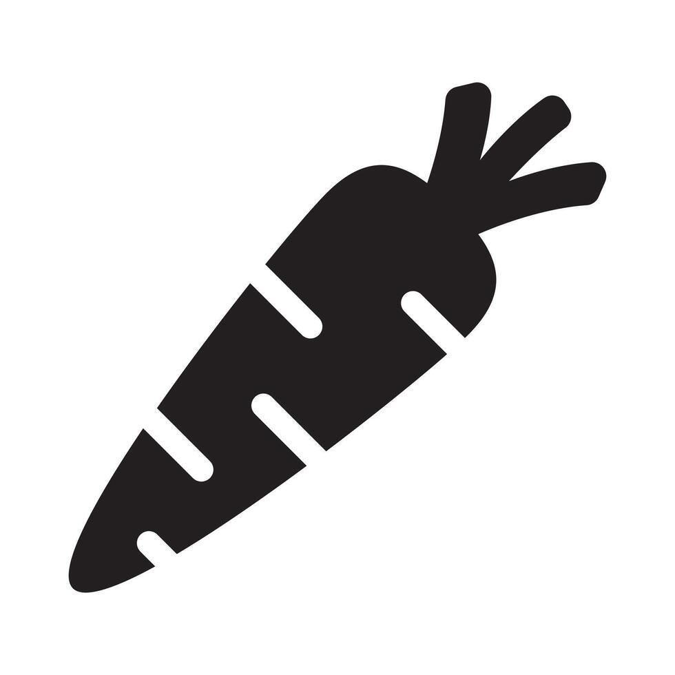 Zanahoria icono, vegetal en negro silueta icono. vector