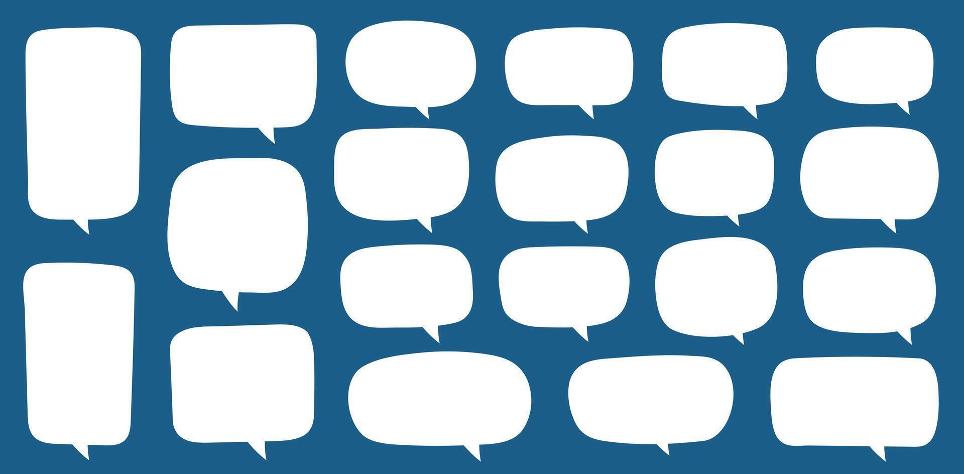 Set of hand drawn speech bubbles. Speak bubble for text, cartoon chatting box, message box. Blank empty white speech bubbles. vector