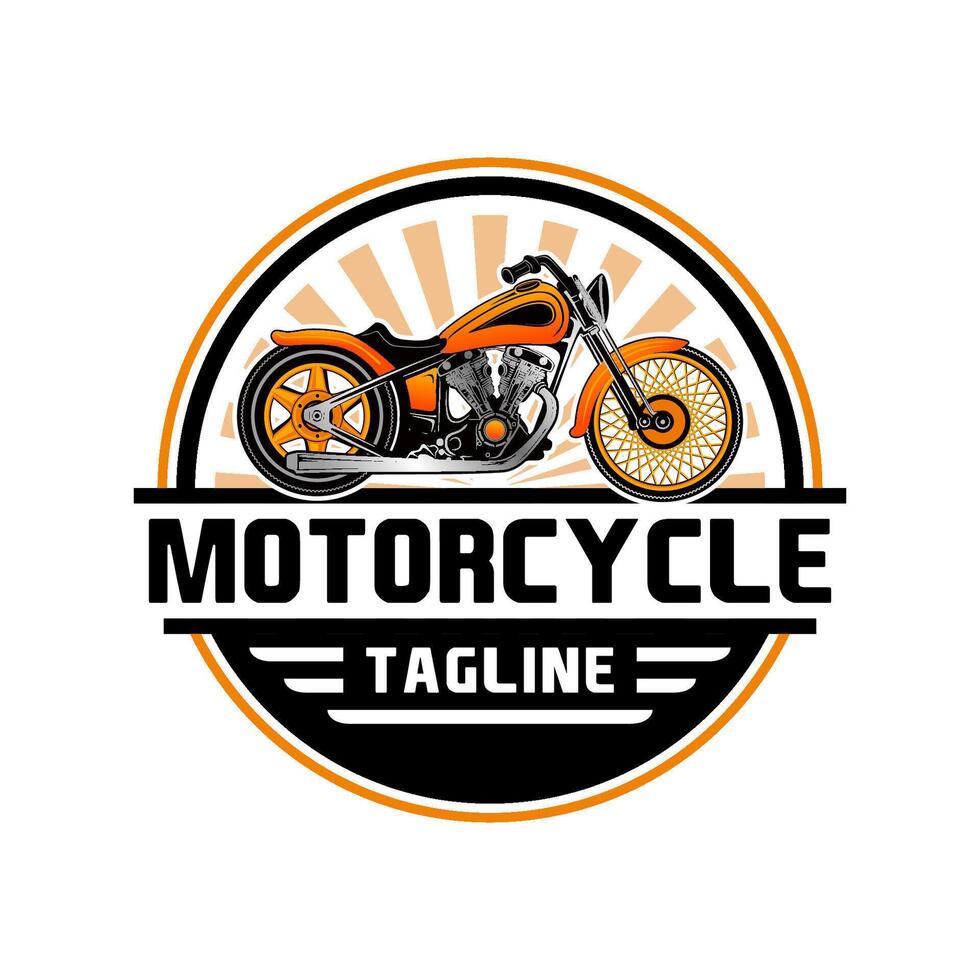 Custom motorcycle classic. round design with motorbike lettering and illustration vector