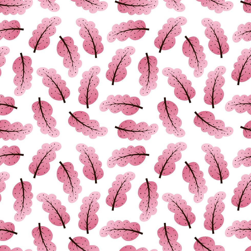 Floral seamless pattern with pink trees or leaves. Beautiful girl's print with a gradient. Ornament for clothes, bedding and wallpaper. Illustration for notebooks and diaries covers. vector