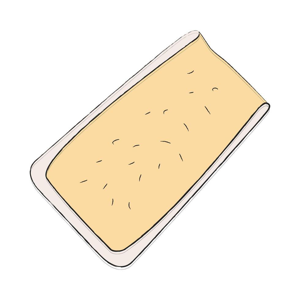 Gentle light yellow Italian milk cheese. Simple icon for design of menus, social networks, sites, packages of goods, emblems, labels, logos. Illustration of food for restaurant menu, farm market vector