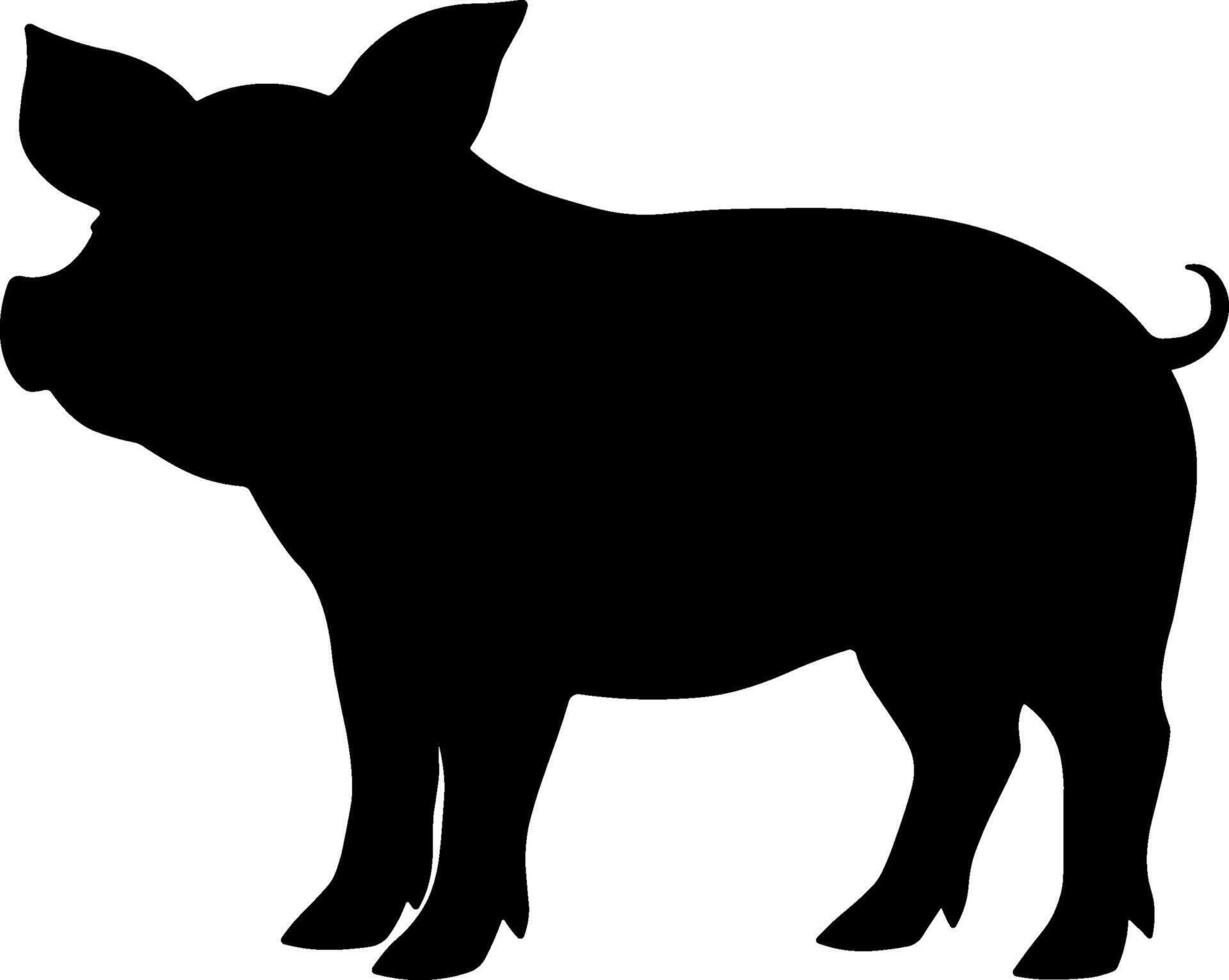 black silhouette of a pig or piglet without background vector