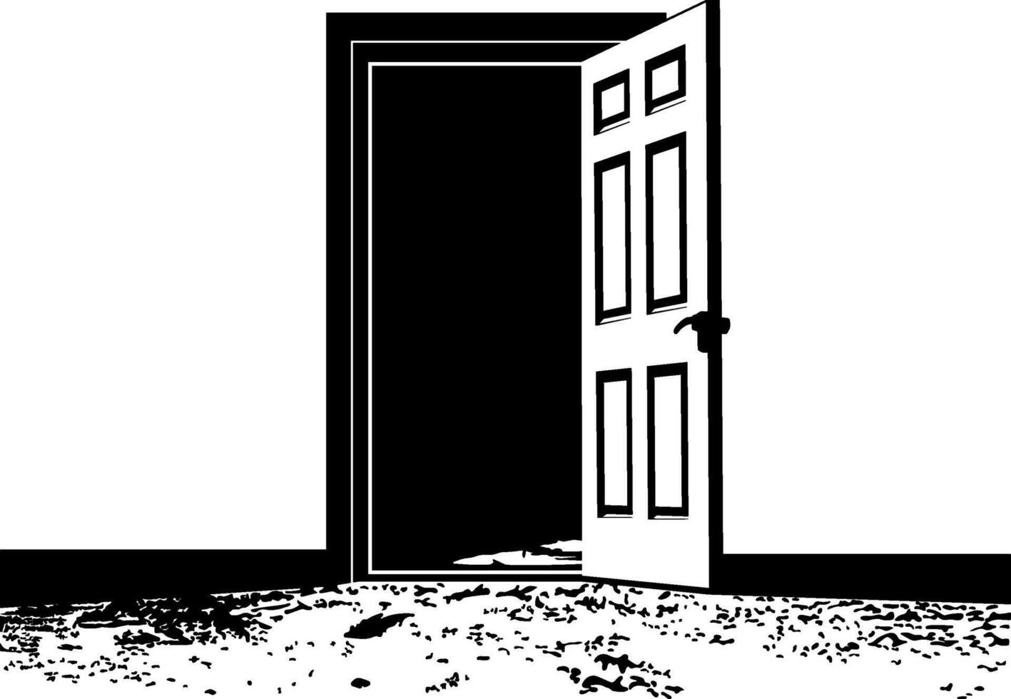 black silhouette of an open door vector