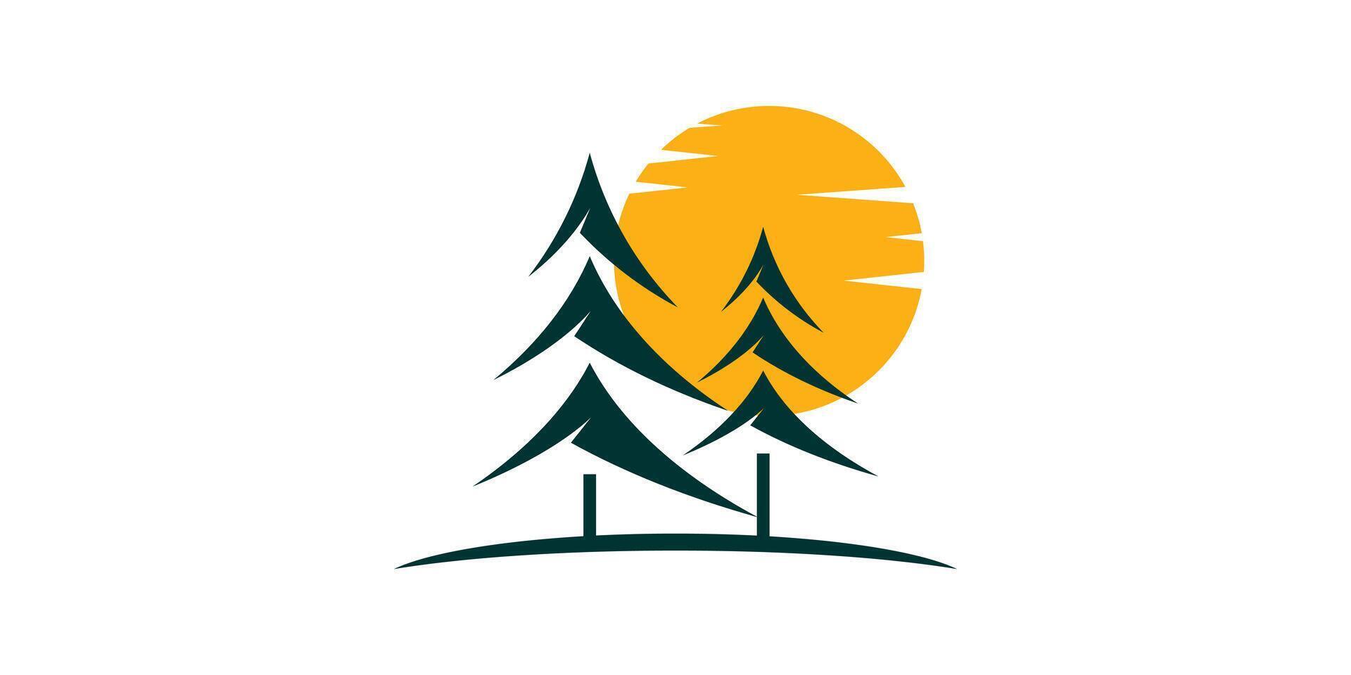 logo design creative pine moon, forest, logo design template, icon, , symbol. vector