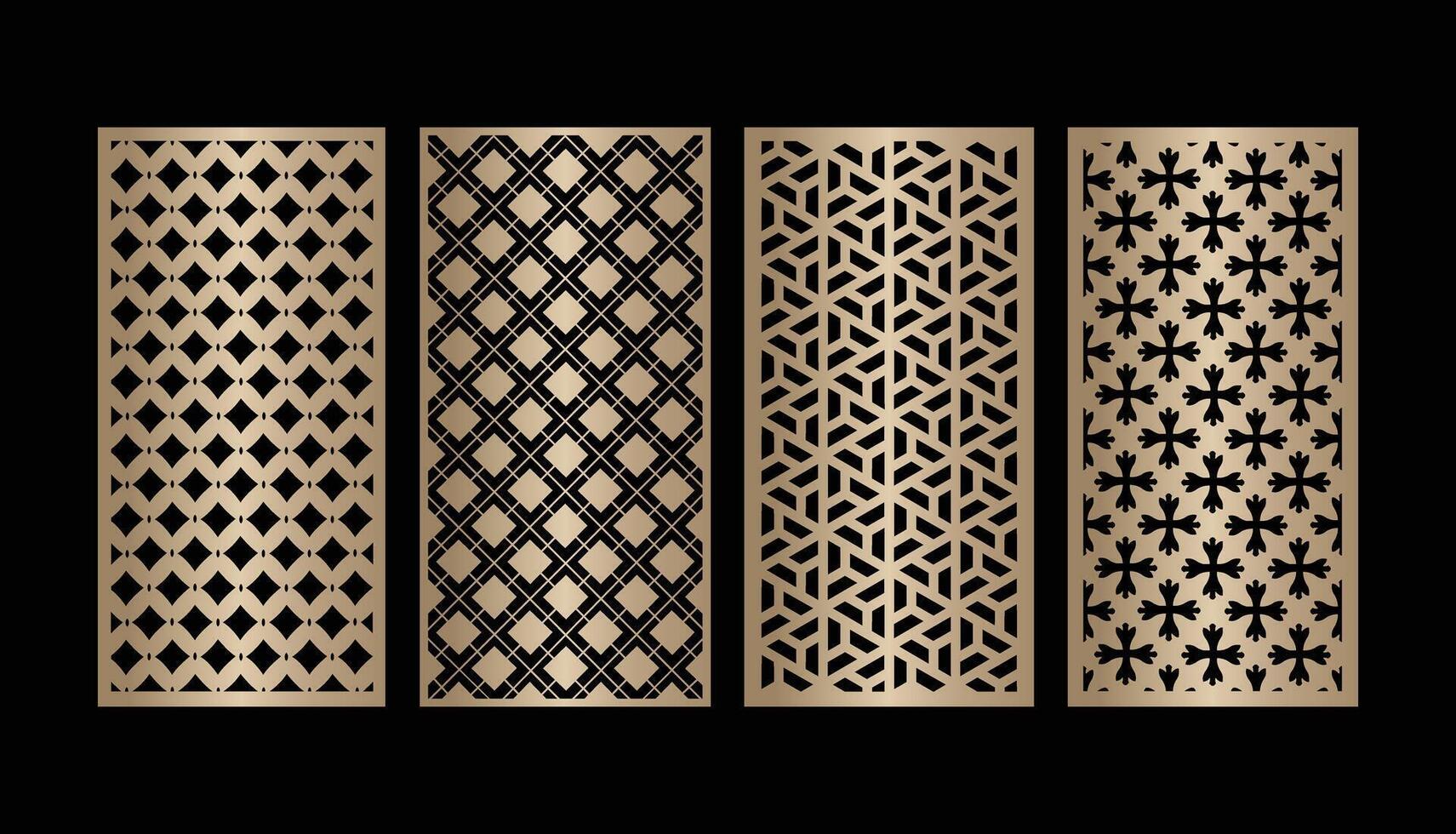 Laser and cnc cutting panels template. Decorative die cut pattern vector