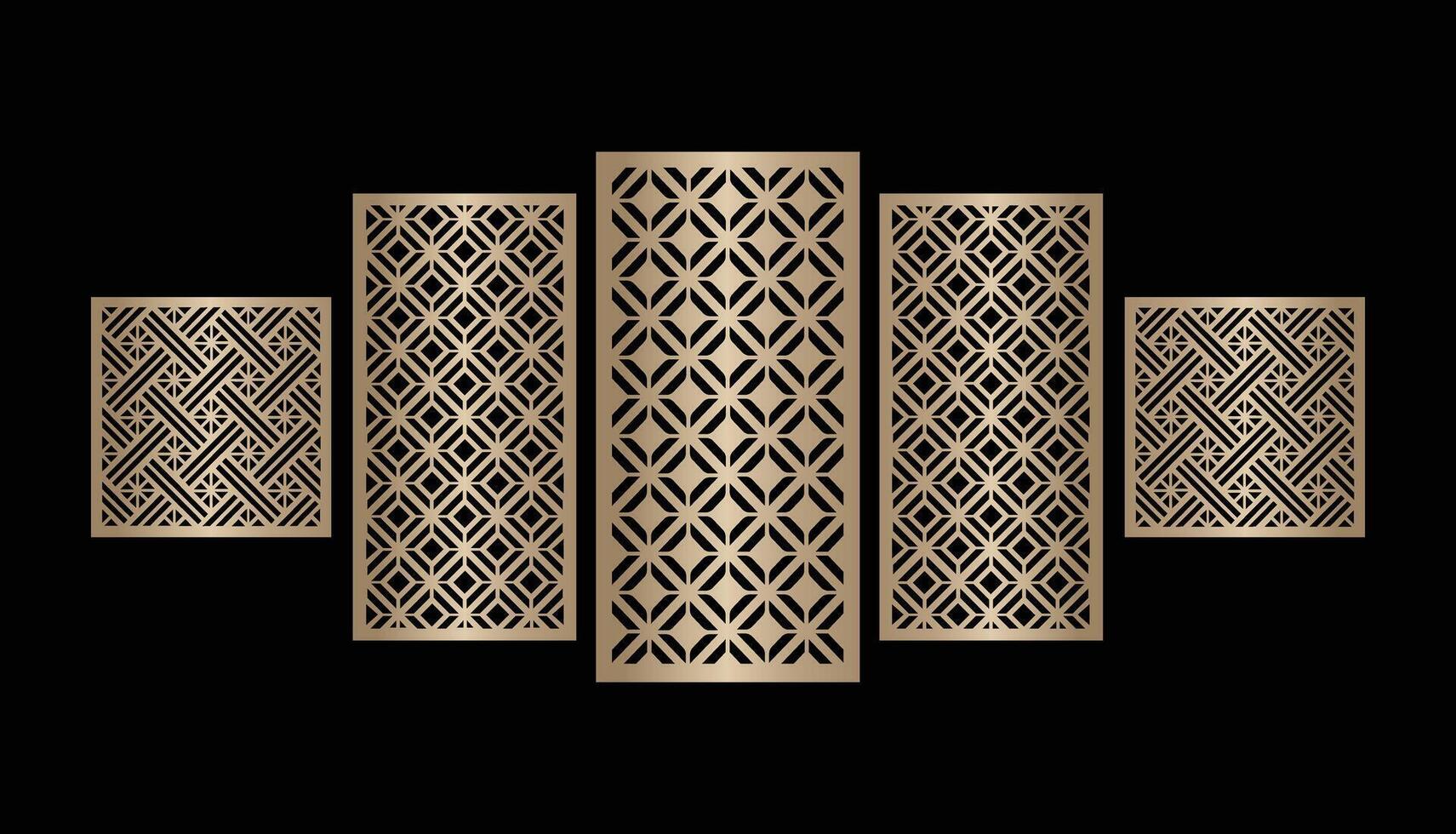 Laser and cnc cutting panels template. Decorative die cut pattern vector