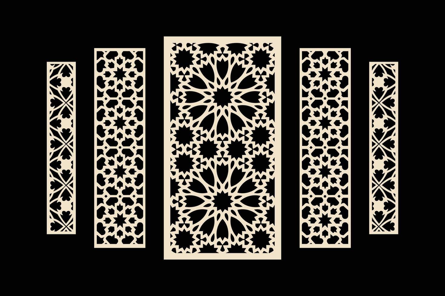 Laser and cnc cutting panels template. Decorative die cut pattern vector