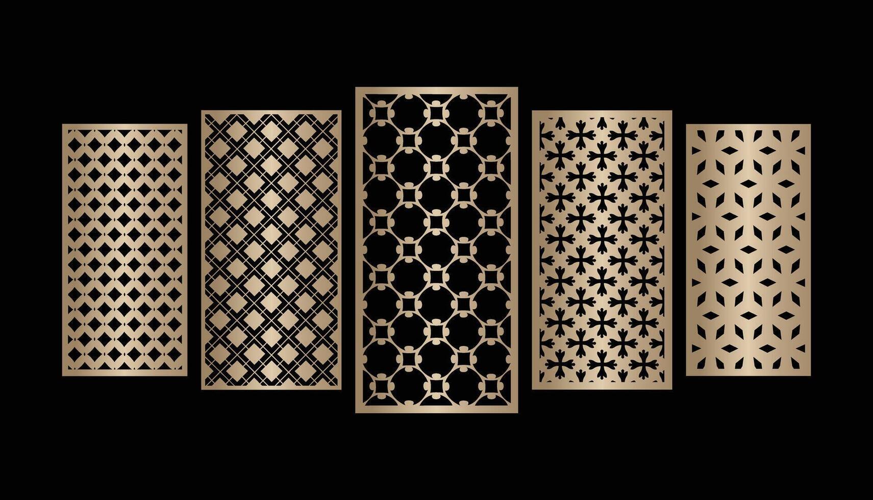 Laser and cnc cutting panels template. Decorative die cut pattern vector