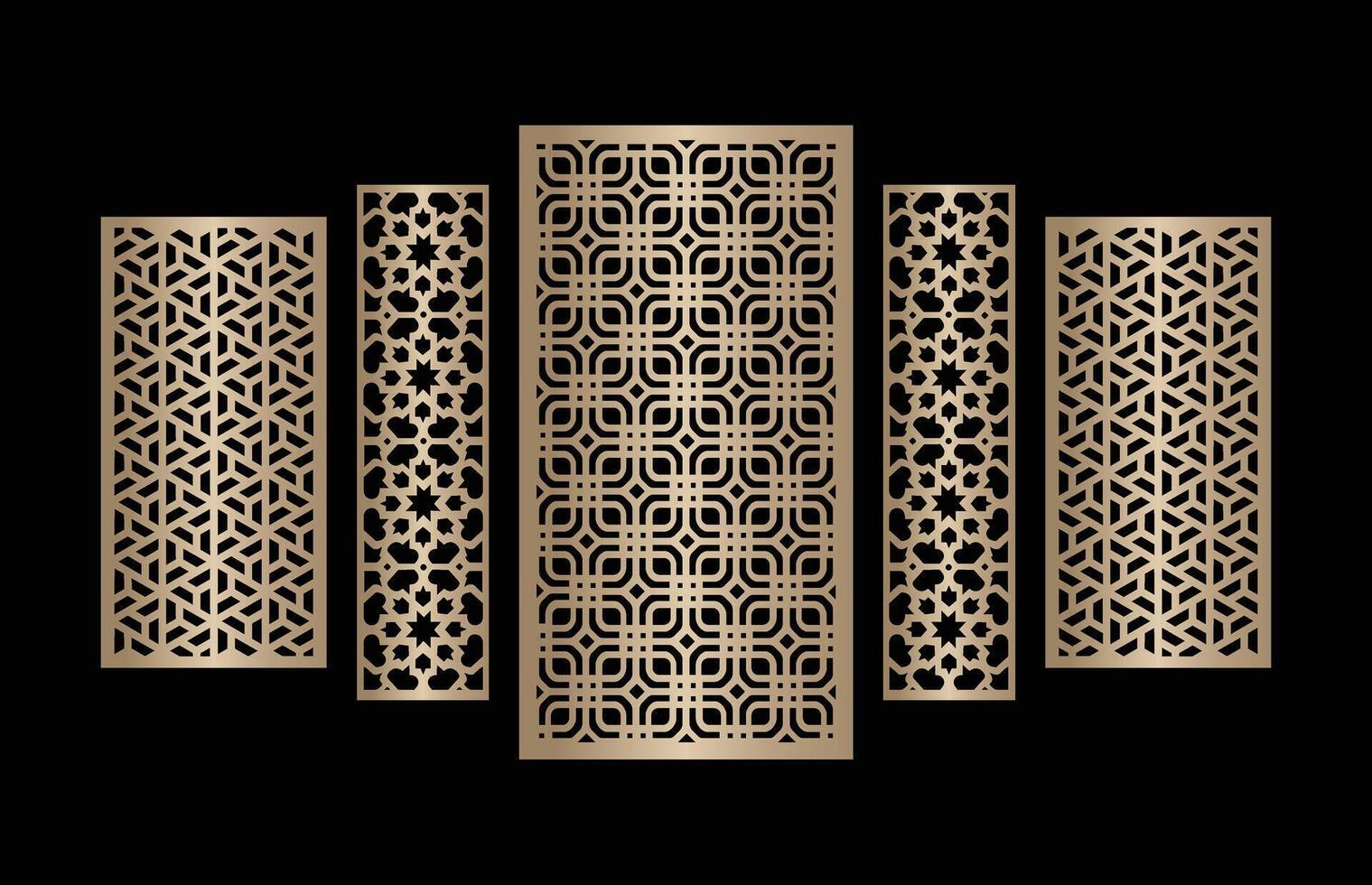 Laser and cnc cutting panels template. Decorative die cut pattern vector