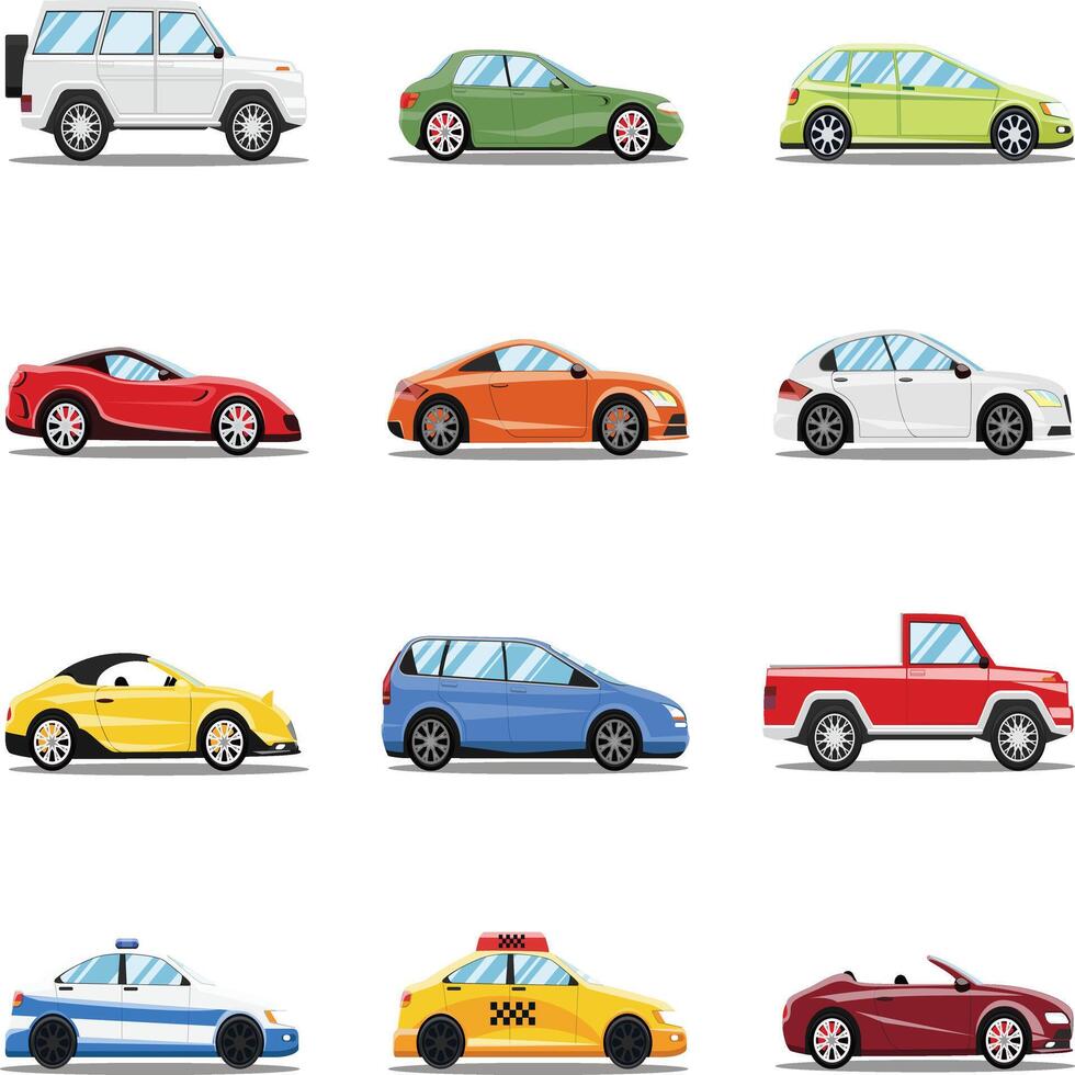 Cars Collection. Vehicles in flat style vector