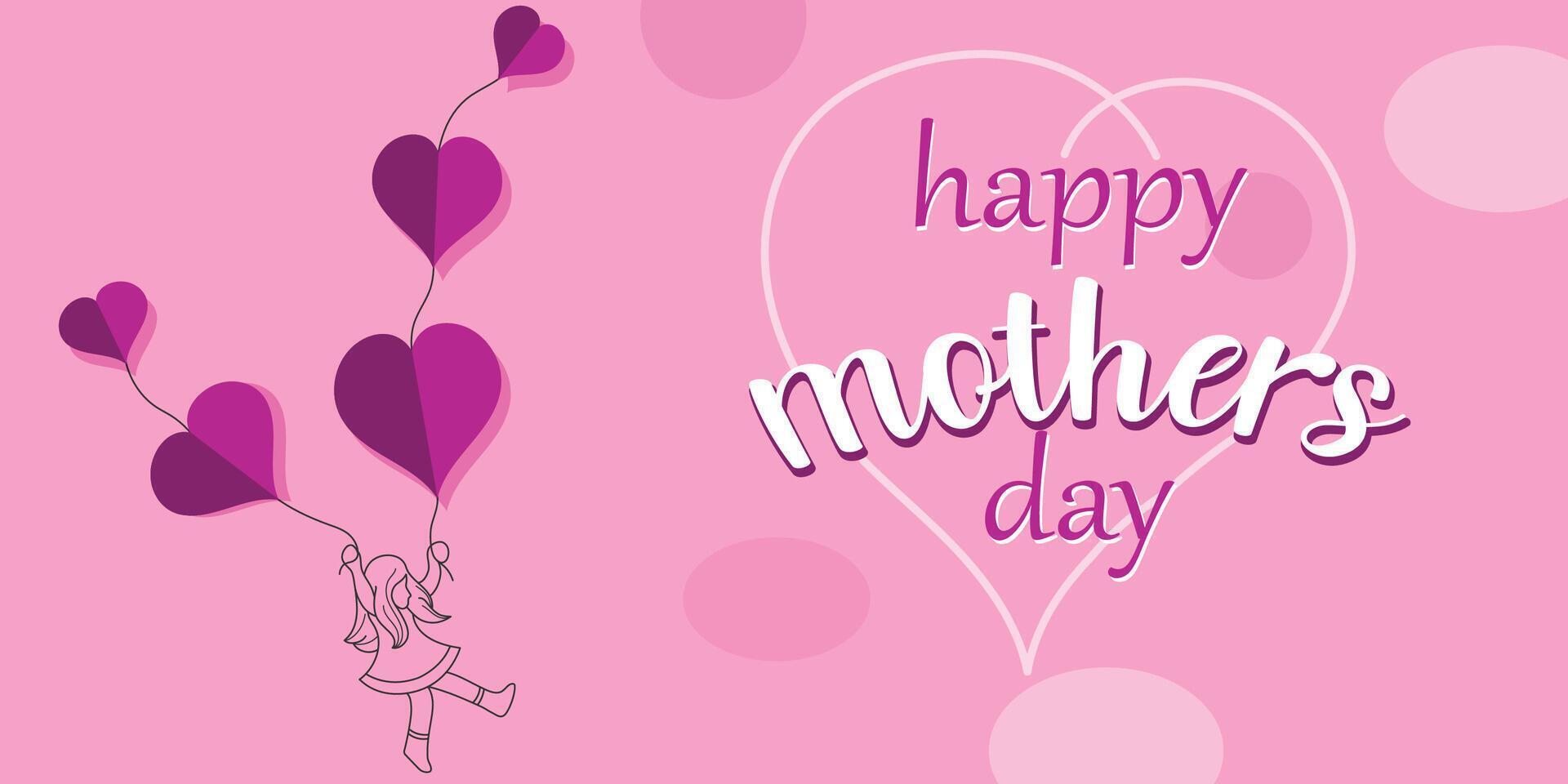 Mother's day greeting card with paper cut style flowers background vector