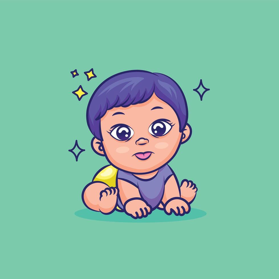 little adorable baby boy illustration vector