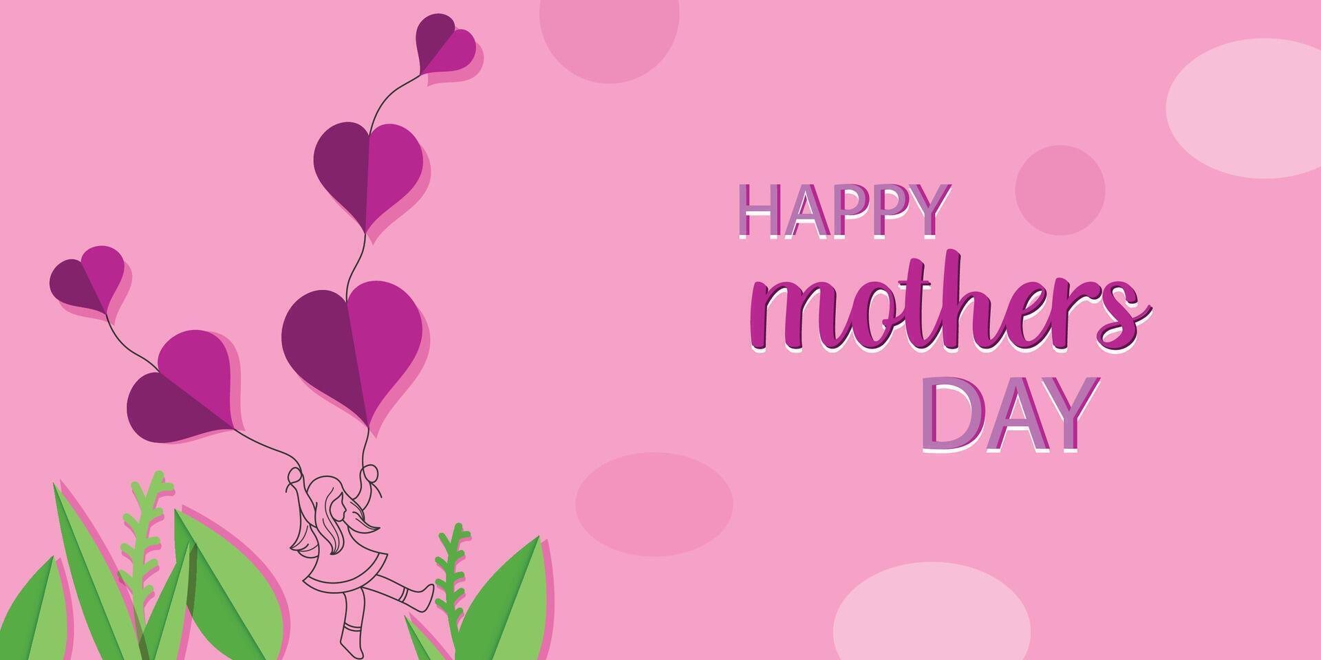 Mother's day greeting card with paper cut style flowers background vector