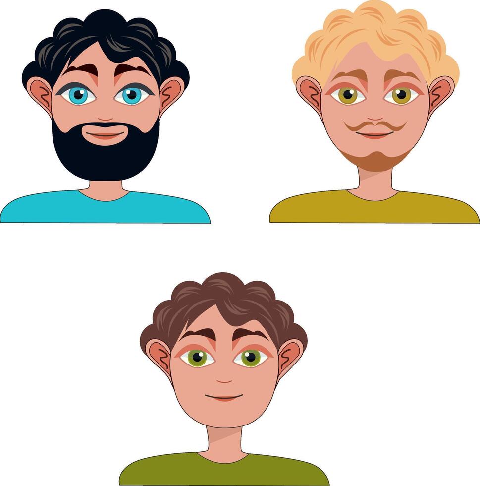 Men avatar icon set on white background. Set of male portraits. Part 1 vector