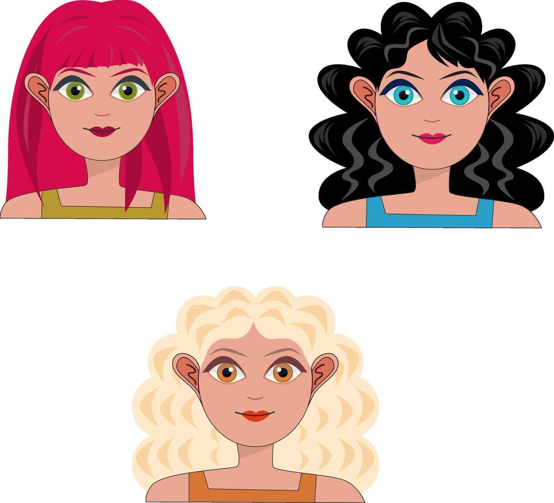 Set of female portraits. Women avatar characters. Part 3 vector