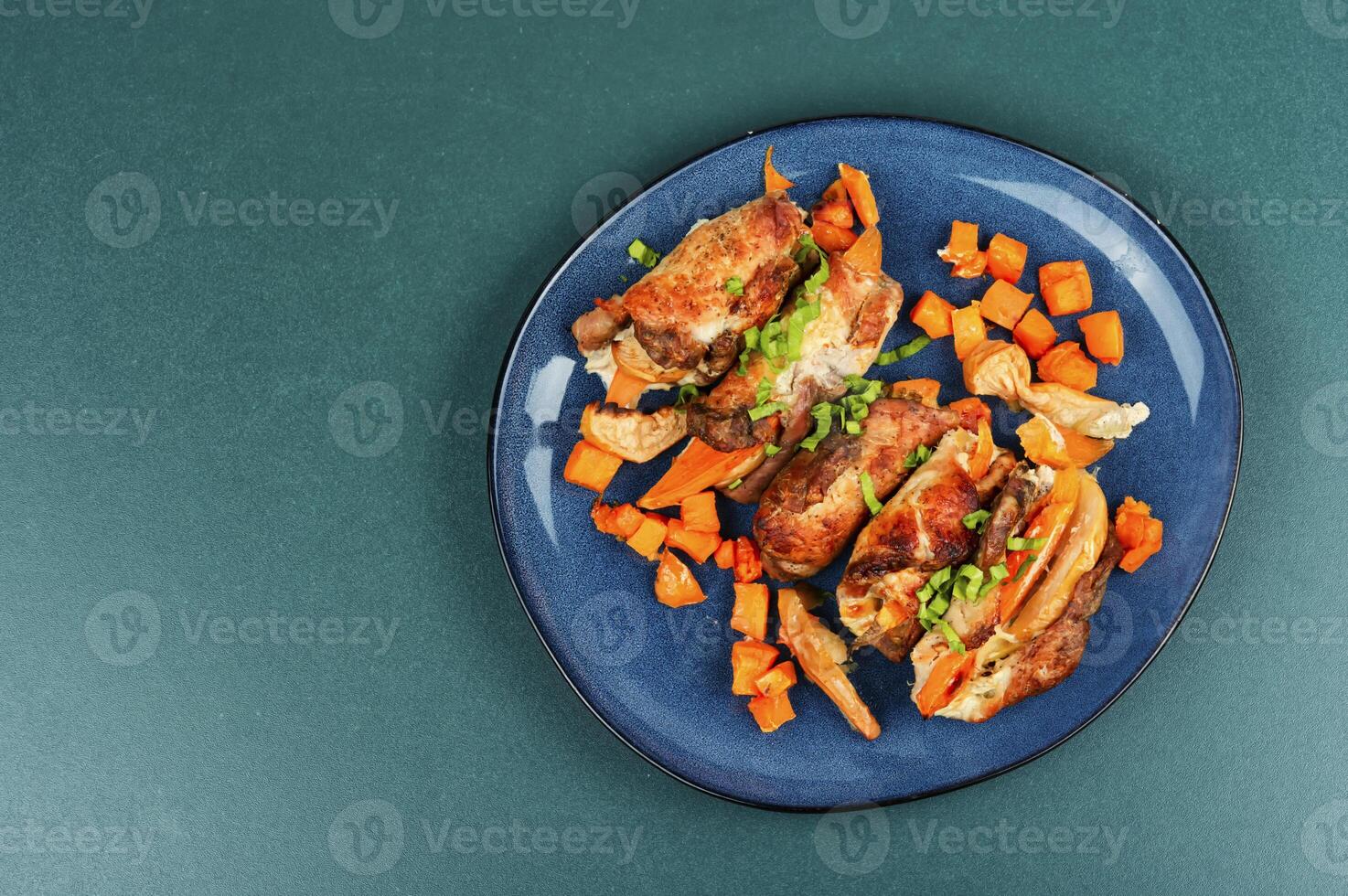 Meat roll with apples for dinners. photo