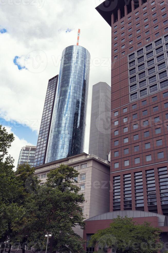 Modern multi-storey building. Bottom-Up view of Frankfurt Modern Buildings. Frankfurt, Germany photo