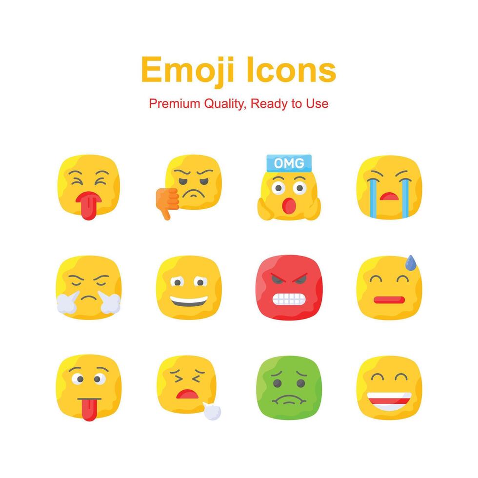 Set of emoji icons, cute expressions design vector