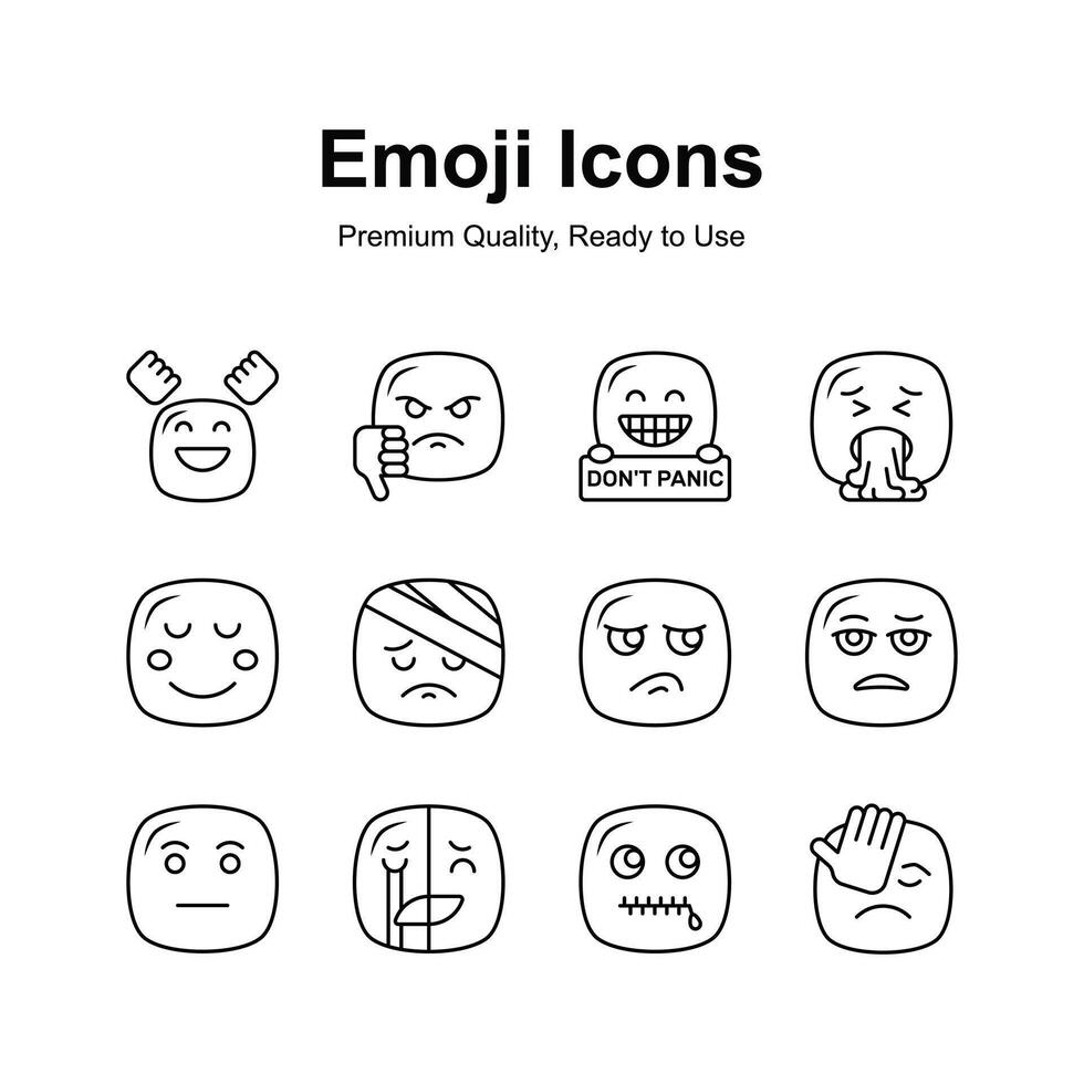 Cute emoji expressions, emoticons icons set vector