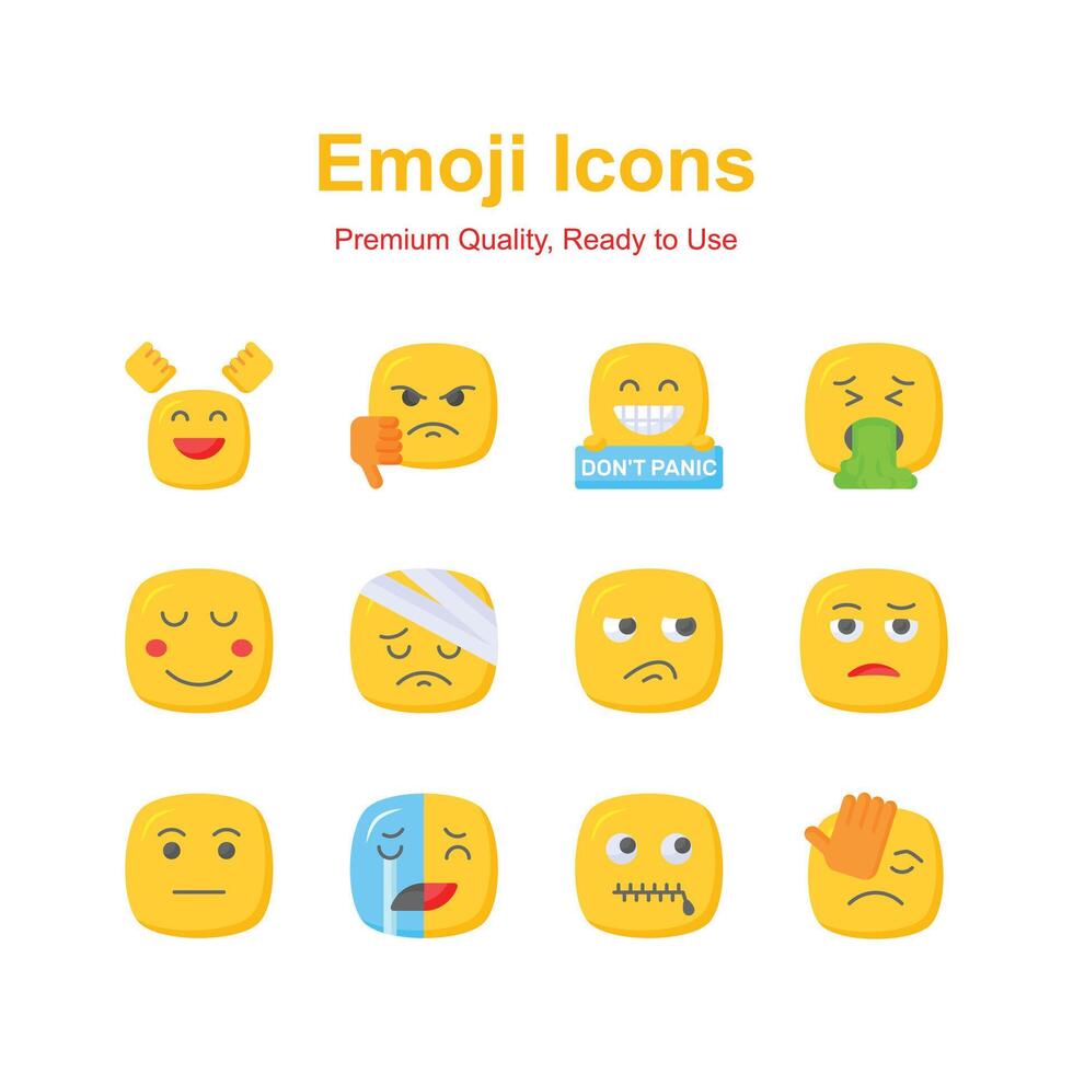 Cute emoji expressions, emoticons icons set vector