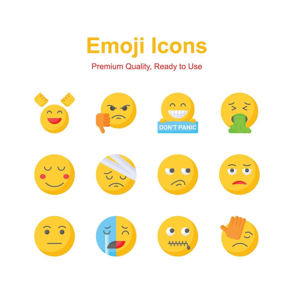 Cute emoji expressions, emoticons icons set vector