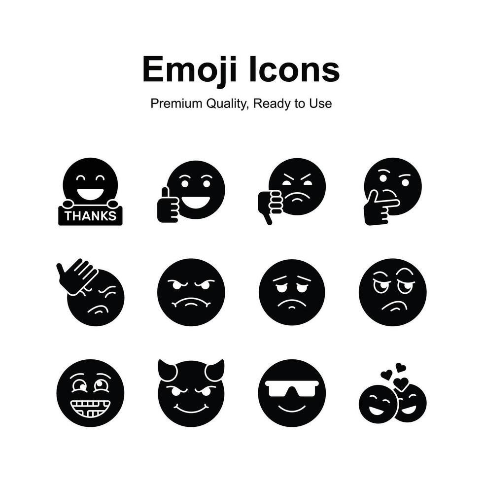 Cute facial expressions, set of emoticons icons, trendy design style vector