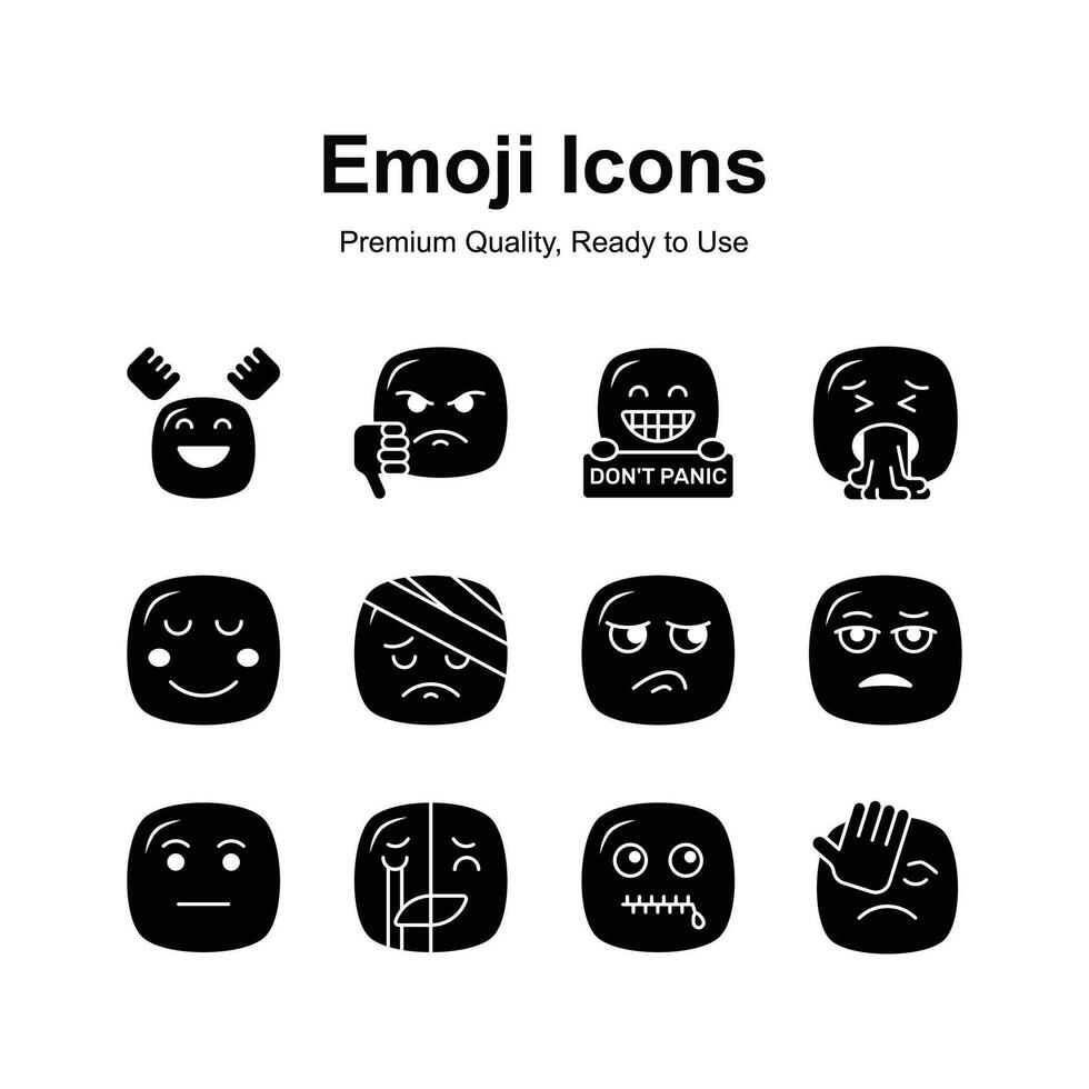 Cute emoji expressions, emoticons icons set vector
