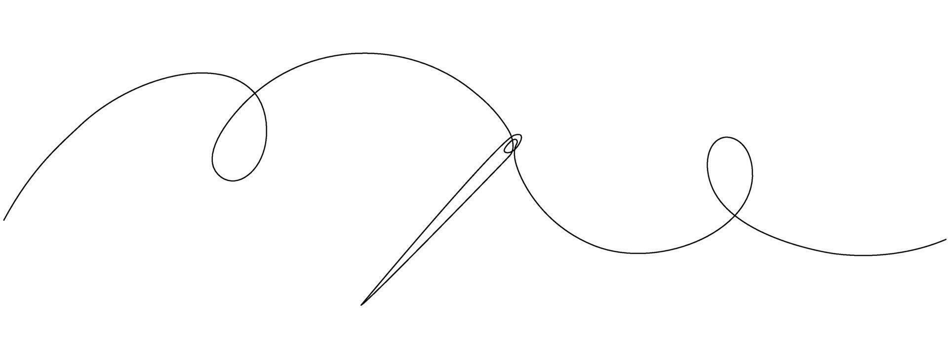 Continuous linear needlepoint pattern. Single line tailor's needle mark. Tailor's sign template. editable linear illustration. vector