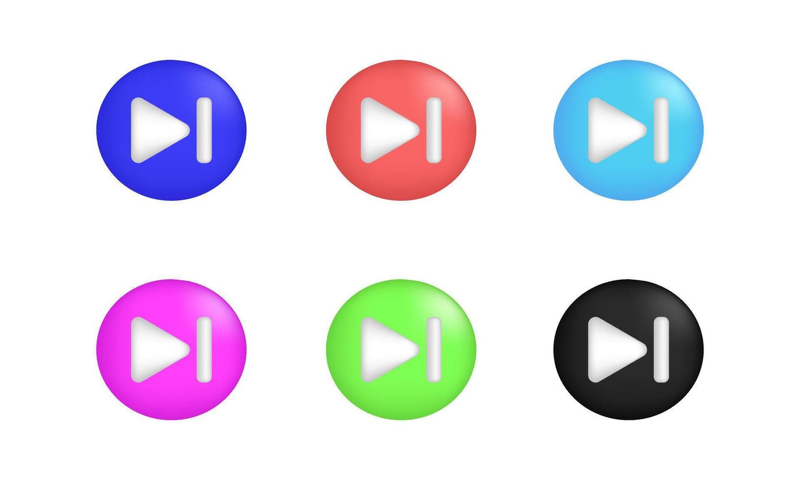 3d icon realistic concept set next button design vector