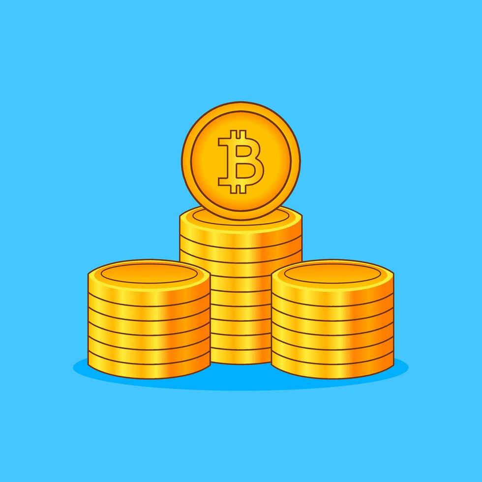 Bitcoin coin illustration with simple flat design style. vector