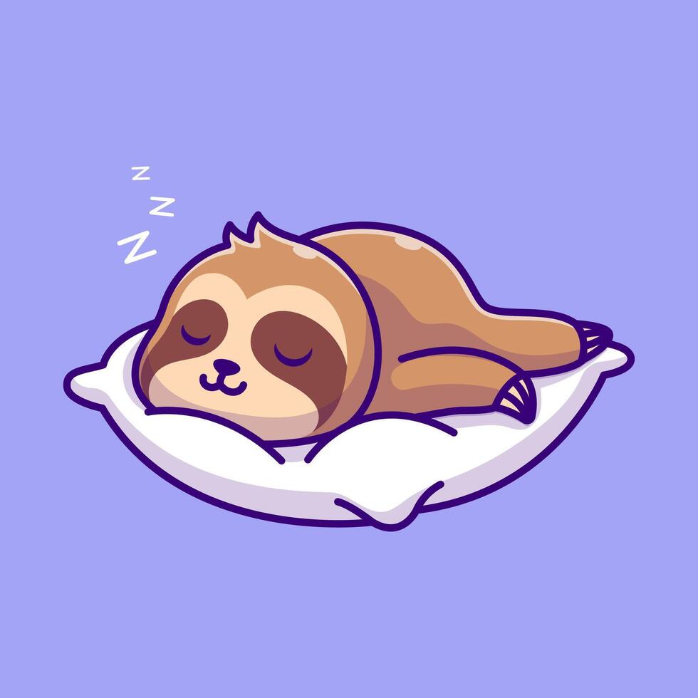 Cute Sloth Sleeping On Pillow Cartoon vector