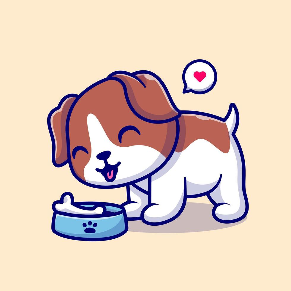 Cute Dog Eating Bone Cartoon vector