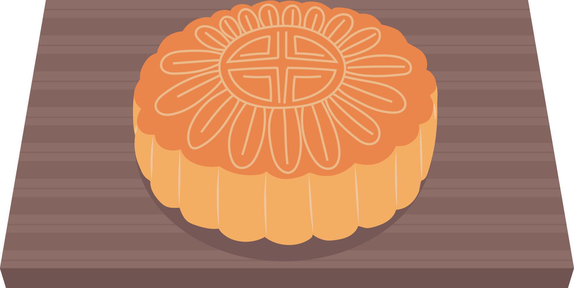 Moon Cake Traditional Dessert Food Mid Autumn Festival Illustration Graphic Element Art Card vector