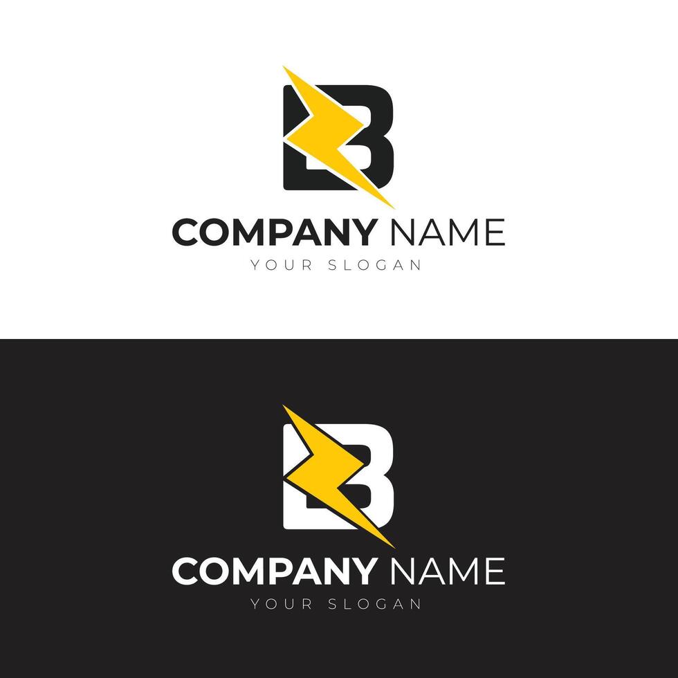 B Letter Modern Logo Template Design with Thunderbolt Icon vector