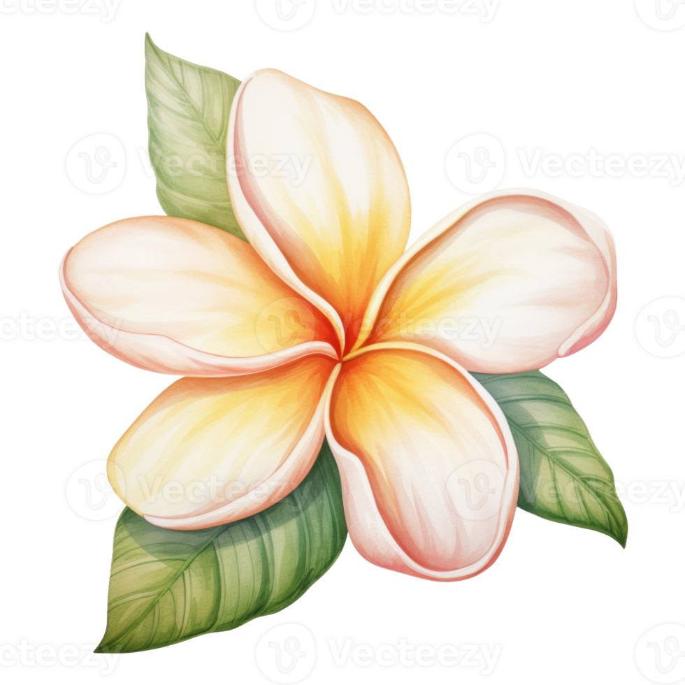 Plumeria Flower Isolated Detailed Watercolor Hand Drawn Painting Illustration png