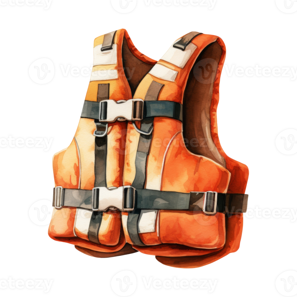 Life Vest Isolated Detailed Watercolor Hand Drawn Painting Illustration png