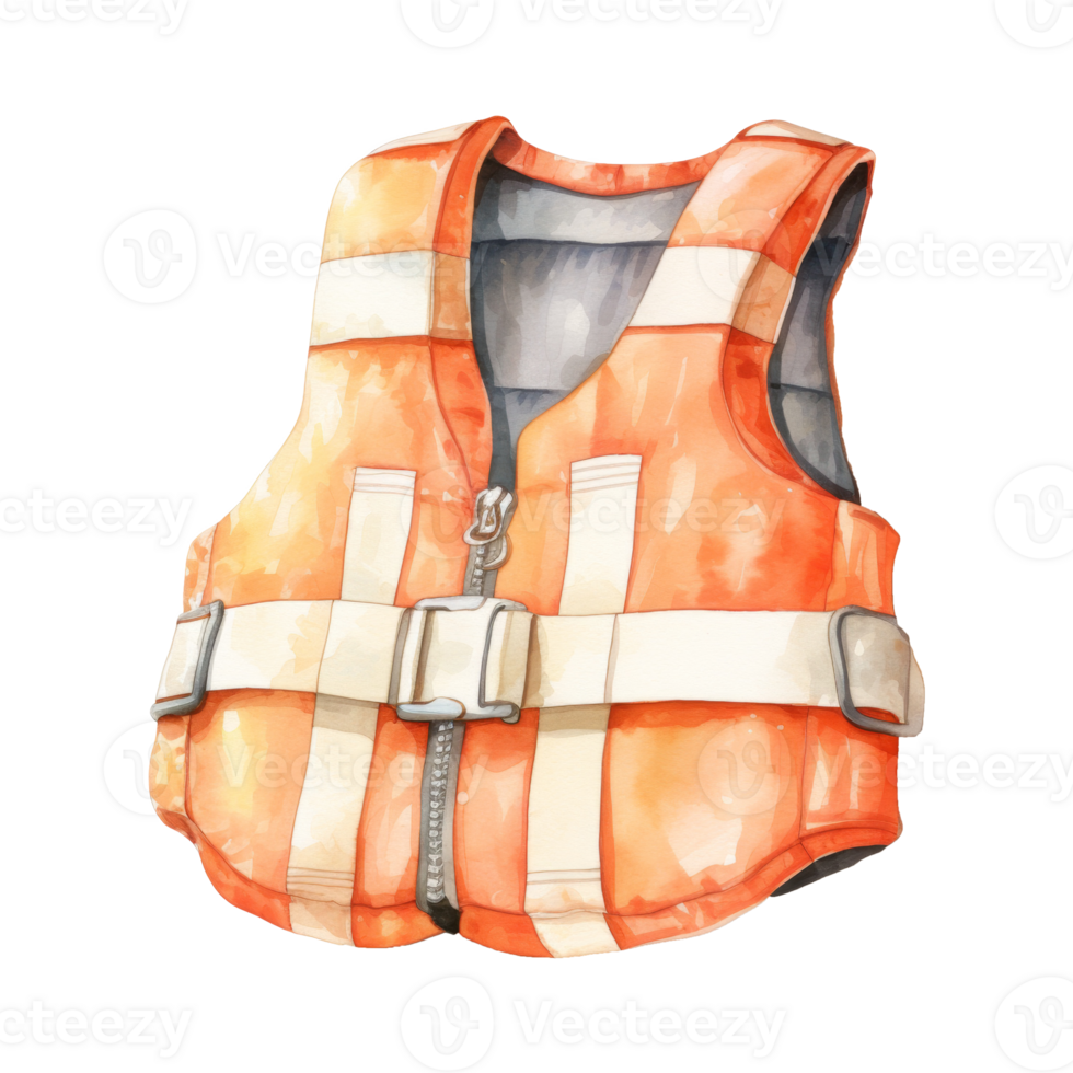 Life Vest Isolated Detailed Watercolor Hand Drawn Painting Illustration png