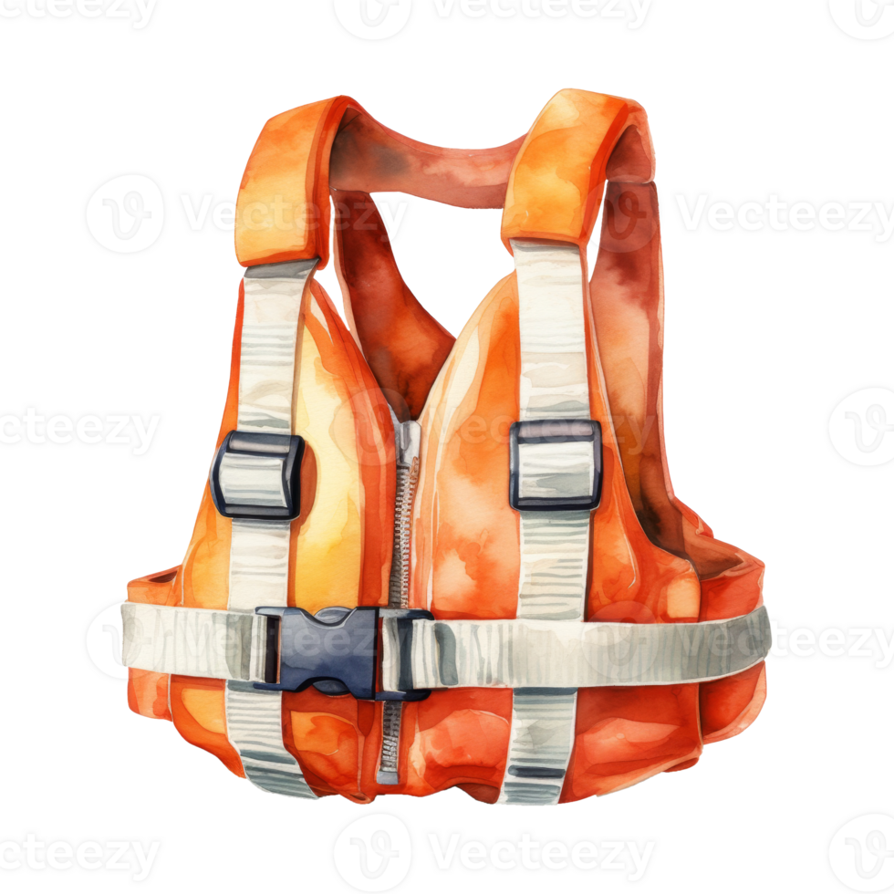 Life Vest Isolated Detailed Watercolor Hand Drawn Painting Illustration png